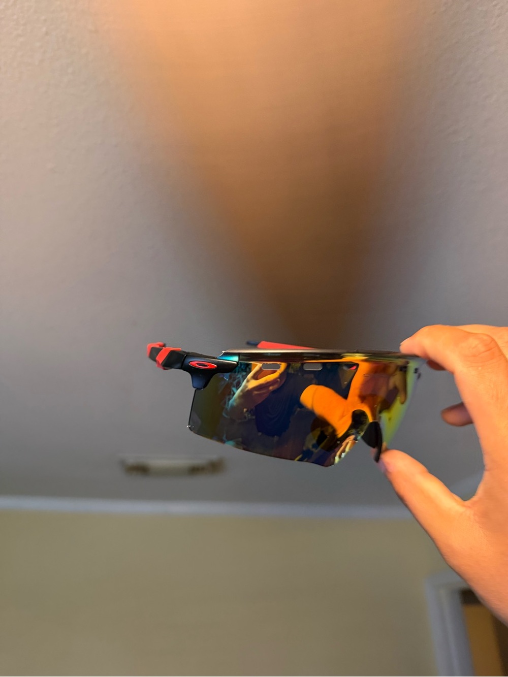 Performance Semi-Rimless Sunglasses - Black Frame with Mirrored Multi-Color Lens